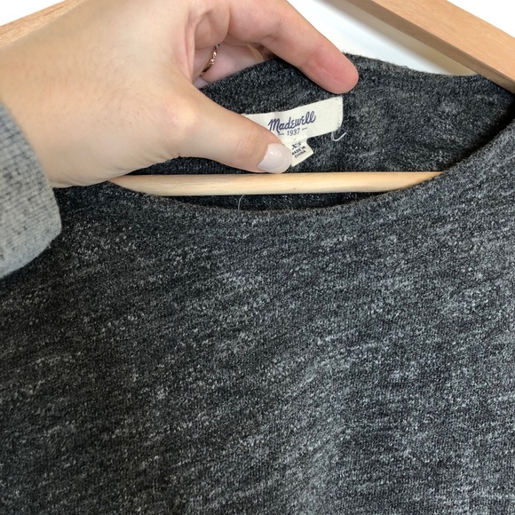 Madewell Dark Gray 3/4 Sleeve Striped Sweater Top - Picture 3 of 10